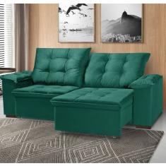 Sofá Retrátil E Reclinável 3 Lugares 200cm Cianita Nabas Estofados Verde