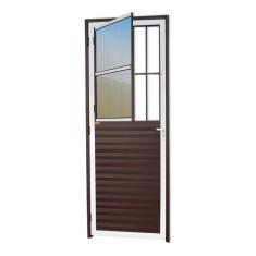 Porta De Sala Linha 25 Vidro Reflex 210cm X 80cm Brimak Mix Corten