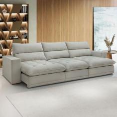 Sofá 5 Lugares Martinho Retrátil Boucle Gelo - Celflex, Bege, Moderno