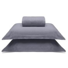 Jogo de Cama Buettner Queen Malha 100% Algodao Liso 3 Peças Image Cinz