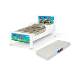 cama infantil meli dos Patrulha Canina com proteção lateral com colchão