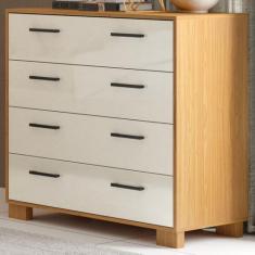 Cômoda 4 Gavetas 100% Mdf W344 Freijó/Off White - Dalla Costa, Bege, 4