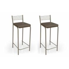 Kit 2 Banqueta De Cozinha Gênova 2b705nk 2 Un Níquel/marrom - Kappesberg