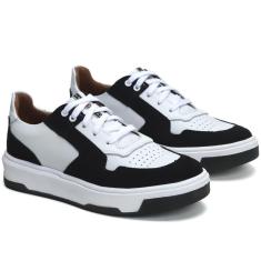 Tênis Casual Masculino Couro Robusto Fechamento Cadarço-Masculino