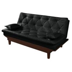Sofa Cama Caribe 3 Lugares Reclinavel Base Em Madeira Revestido Couro Sintetico