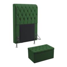 Kit Cabeceira Estofada Bellatrix 90 Para Cama de Solteiro e Calçadeira