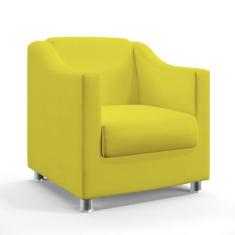 Poltrona Decorativa Estofada Alya Sued Amarelo Aradecor