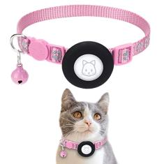 Coleira para gatos Apple AirTag com fivela de segurança e sino, refletiva em 9,5 cm de largura com suporte AirTag para animais de estimação pequenos