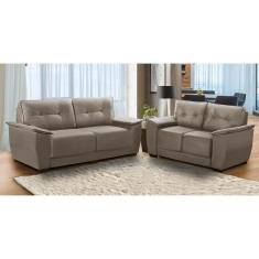 Sofá 2 e 3 Lugares Sara 1,50x2,00m Suede Cappuccino Adonai Estofados