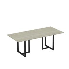 Mesa de Reunião Retangular 200x90cm MR2000P25TUB Nogueira Casablanca/Preto