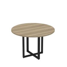 Mesa de Reunião Redonda 100cm MRR1100P25TUB Noce Marromlle/Preto