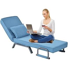 Sofá-cama, cadeira-cama, adequado para sala de estar, quarto, escritório, varanda, 5 ângulos de inclinação ajustáveis, pode ser dobrado ou desdobrado, capacidade de carga 150 kg