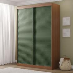 Guarda-roupa 2 Portas Ripadas Samambaia Cabecasa Madeiramadeira Freijó/Verde