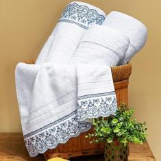 Jogo deToalhas Banho e Rosto 100% Algodão Egípcio 5 Peças Lácio - Zilu