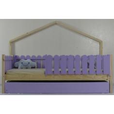 Bicama Montessoriana Solteiro Base Moldura Colorida Madeira Maciça Pin