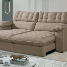 Sofá Retrátil e Reclinável Barcelona 250 Cm Veludo com Molas Ensacadas