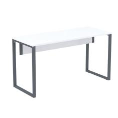 Mesa Escritório P25 Tub Pandin 120 Cm (larg) Tampo Mdp Branco Pé Aço Tubular Grafito