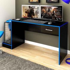 Mesa Gamer Sirius 1 Gaveta Preto/azul - Artely