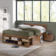 Cama Casal Multifuncional Madeira Maciça Irara CabeCasa MadeiraMadeira Branco Lavado