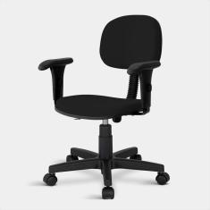 Cadeira Secretária Turim Giratória com Braços Preta