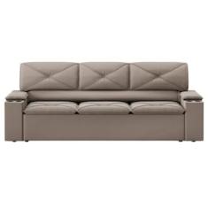 Sofá 3 lugares DDS Next Pop com Assento Retrátil e Encosto Reclinável em Velosuede com porta-copos - 205cm de Largura