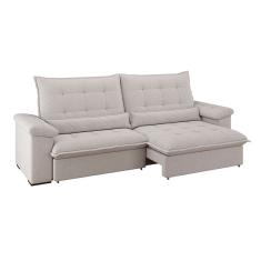 sofá 4 lugares retrátil e reclinável módena molas ensacadas linho marfim