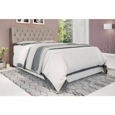 Cabeceira Box Casal 1,38 Isis Chocolate Com Capitonê Bege - Framar Móveis