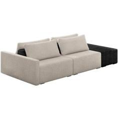 Sofá Ilha Modular Para Sala 232cm com Puff Dublin K01 Bouclê Creme e S