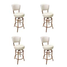 Banqueta Alta Bar Giratória com Encosto cor Cobre Assento cor off whit