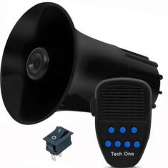 Sirene 12V Tech One 7 Tons Microfone Megafone Buzina Policia Militar T