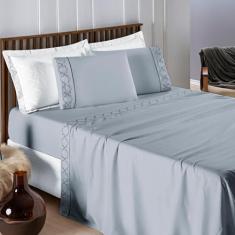 Jogo de Cama King Infinity 400 Fios 04 Peças Cinza - BIA ENXOVAIS