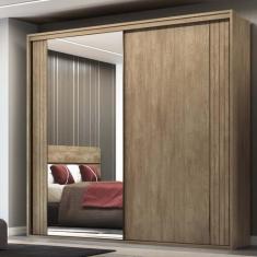 Guarda Roupa Casal 2 Portas MDF Ripado com Espelho 2,42m Imperium Belm
