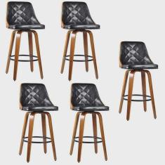 Kit com 5 Banquetas para Cozinha Milão Preto