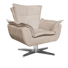 Poltrona Giratória Opala Suede Bege Drossi - D' ROSSI