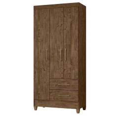 Guarda Roupa Solteiro Lima 3 Portas Castanho Wood - Moval
