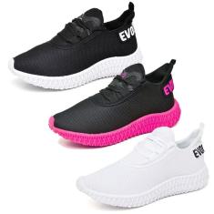 Tênis Feminino Corrida Academia Running Leve Kit 3 Peças-Feminino