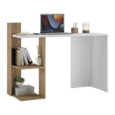Escrivaninha Mesa Para Computador Dubai Multimóveis V6002 Branca/Rustic Branco/Rustic