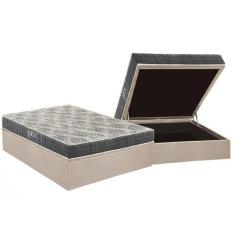 Cama Box Baú Casal: Colchão Espuma Anjos D23 Ezequiel + Base CRC Suede