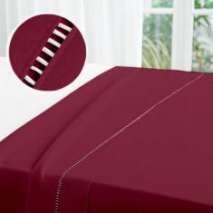 Lençol de Solteiro Sem Elástico De Cima com Vira e Ponto Palito Percal