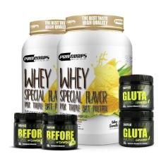 Kit 2 Whey Protein 840g + 2 Pré Treino + 2 Glutamina-Unissex