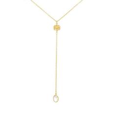 Colar Gravatinha Rommanel Banhado Ouro Com Bola Vazada E Cristal 531704