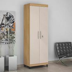 Armário Multiuso 2 Portas com Chave Asteca Valdemóveis Cinamomo/off White