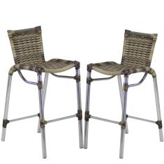 Kit 2 Banquetas Alumínio Fortaleza Alta Para Balcão Cozinha Bar Trama