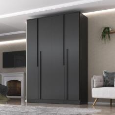 Guarda Roupa Solteiro 4 Portas 2 Gavetas Sarah Yescasa Preto