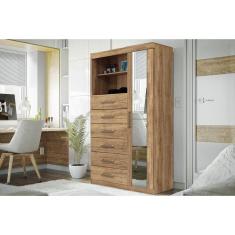 Cômoda Casal Marabá 1.6 C- 1 Porta 2 Nichos E 6 Gavetas C- Espelho Atacama - Santos Andirá
