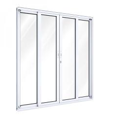 Porta de Alumínio Balcão 215x200 4 folhas com Vidro Liso Riobras Alumínios Branco