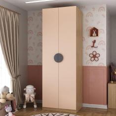 Guarda Roupa Infantil Modulado 2 Portas com Cabideiro Joy Kids Cabecasa Madeiramadeira Salmão