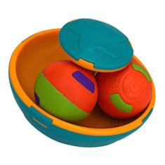 Pião Gira Ball 2 Bolinhas Chocalho Divertido Interativo Colorido