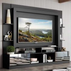 Rack c/ Painel e Suporte TV 65" Portas c/ Espelho Oslo Multimóveis Pre