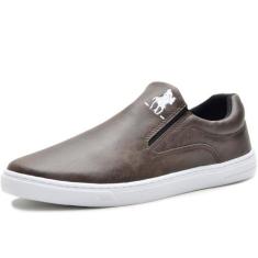 Tênis Casual Slip On Masculino Polo Plus, Marrom, 42